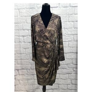 London Times Gold and Black Metalic Cocktail Dress Size 12